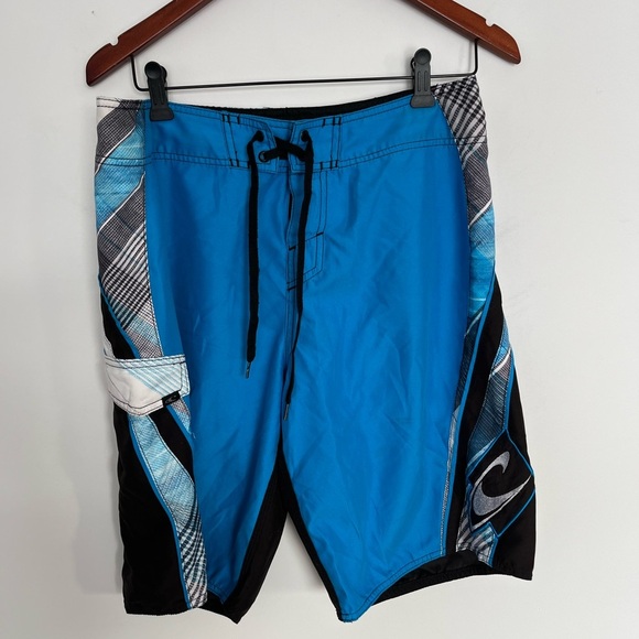 O'Neill Blue Plaid Board Shorts - Picture 2 of 5